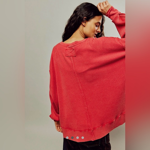 NEW Free People We The Free Buttercup Thermal In Talking Roses Red - Picture 12 of 13
